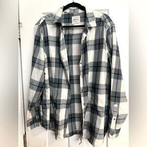 White, Teal and Grey Soft Flannel Button Up